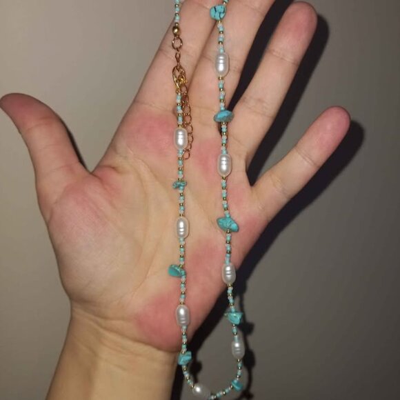 ✨ Elegant & Earthy Statement Necklace! ✨ Handmade Natural Stone & Stainless Stee - Picture 3 of 5